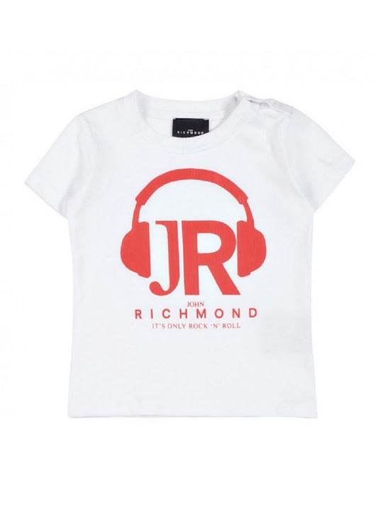 T-Shirt John Richmond RIP20082TS con stampa rossa in contrasto e logo sul retro