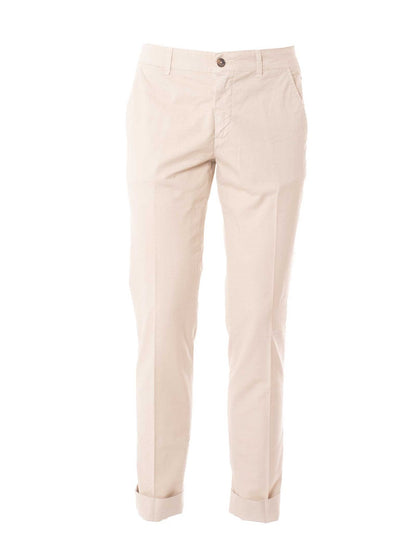 Pantalones beige lisos con bolsillos americanos delanteros y traseros de Henry Cotton