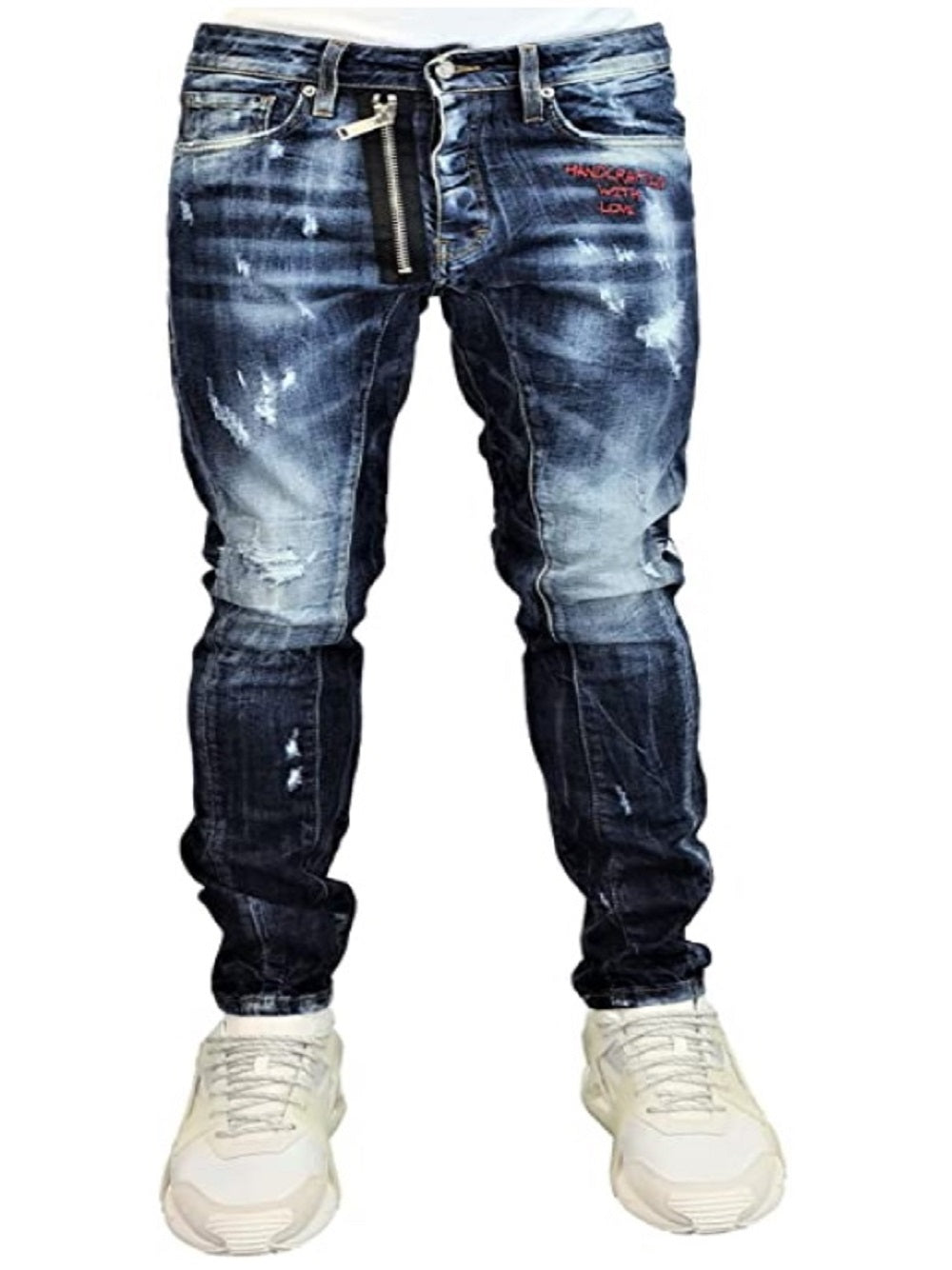 Jeans G2FIRENZE WITH LOVE536 Chiusura con bottoni Strappi sulla parte anteriore e posteriore Applicazione logo sulla parte posteriore Applicazione cerniera sulla parte anteriore Dettaglio in cotone rosso sulla parte anteriore