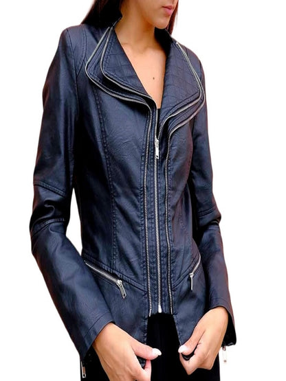 Toy G Toy G T6890 Chaqueta de piel sintética negra, detalle de cremallera