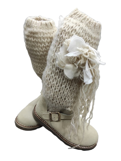 Bota baja de ante beige con cuello de punto Twinset HA58BA
