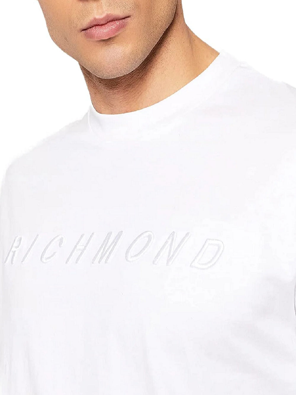T-shirt uomo John Richmond modello UMP22080TS colore bianco con logo a rialzo