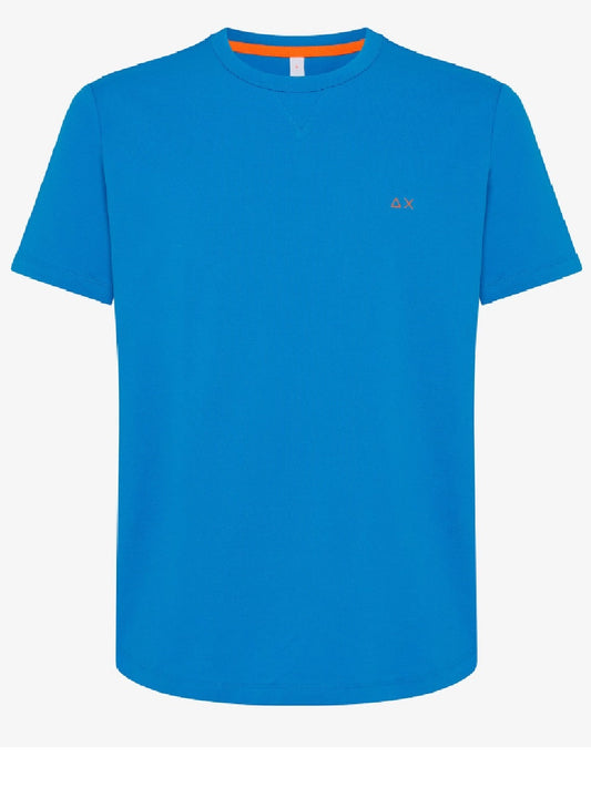 T-Shirt Sun68 da uomo modello T32116 logo sul petto a contrasto