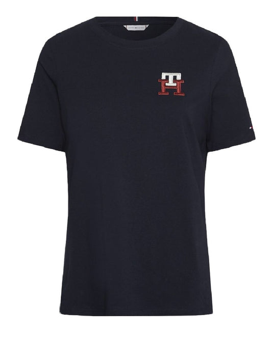 T-Shirt Tommy Hilfiger modello WW0WW37433 monogramma TH ricamato sul petto