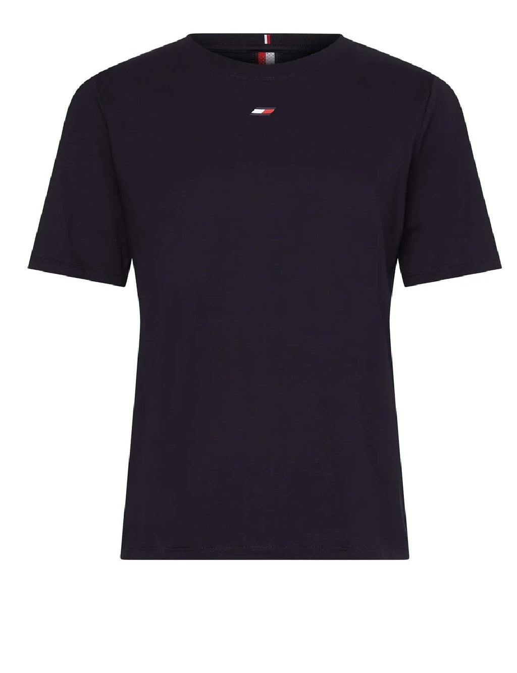 T-shirt Tommy Hilfiger modello S10S101478 con il logo del marchio ricamato al petto e bandiera a fascia nelle spalle.