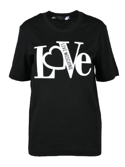 T-shirt Moschino Love modello W4F153MM3876 con logo frontale a rilievo gommato