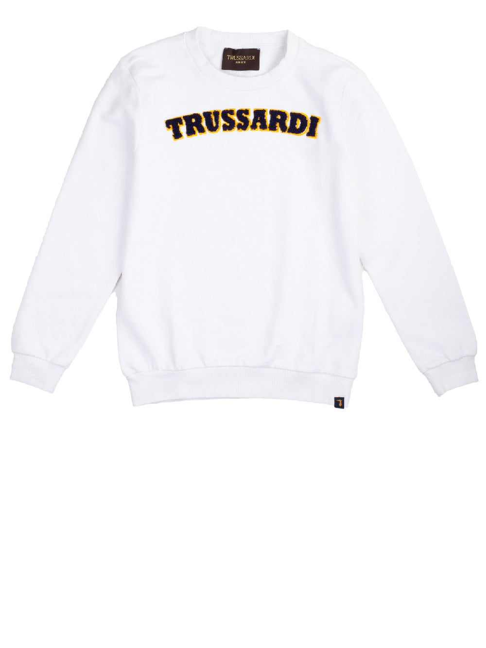Felpa Trussardi Junior modello SWEATSHIRT IOPAP con logo al petto a contrasto.