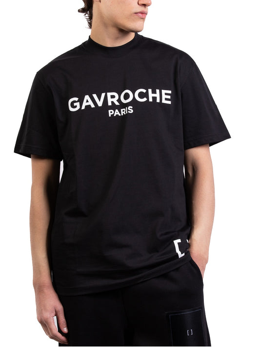 T-shirt Gavroche Paris modello U3117 con logo scritta stampato sul petto a contrasto