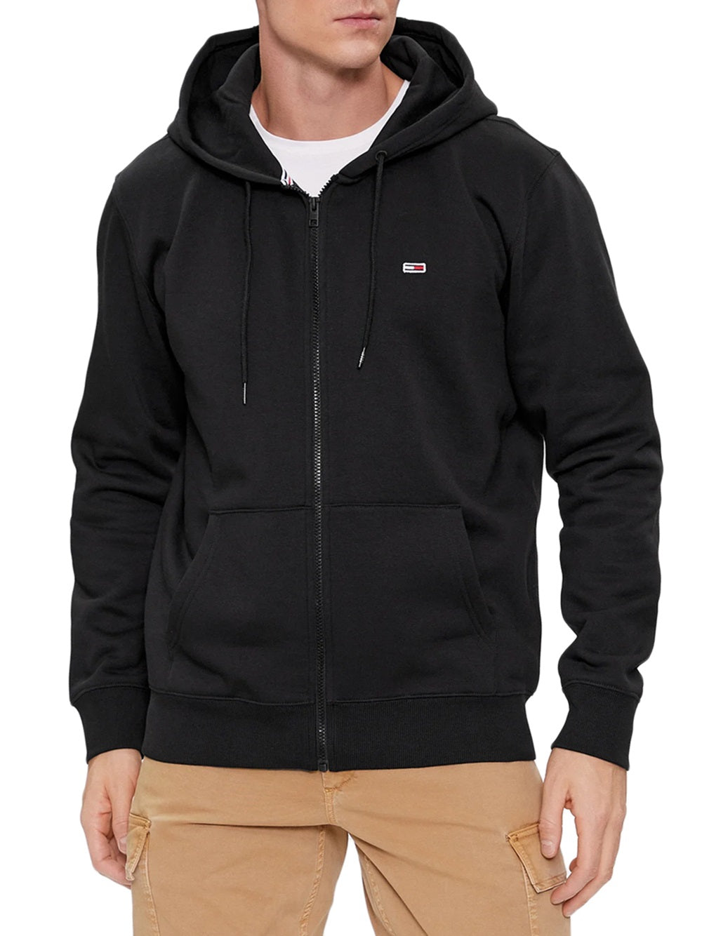 Felpa Hoodie Tommy Jeans completa di cappuccio e zip con bandierina al petto