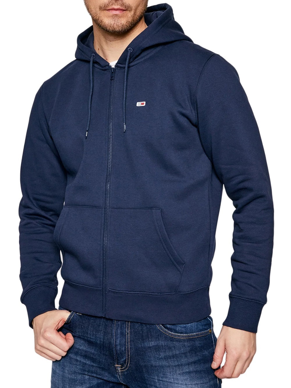 Felpa Hoodie Tommy Jeans completa di cappuccio e zip con bandierina al petto