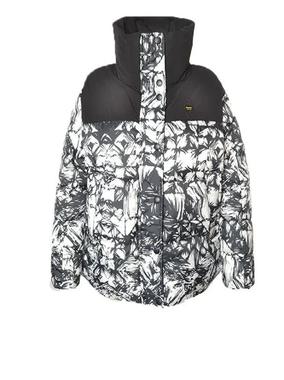 Chaqueta de plumas para hombre Blauer 22WBLDC02301 con estampado en contraste en blanco y negro