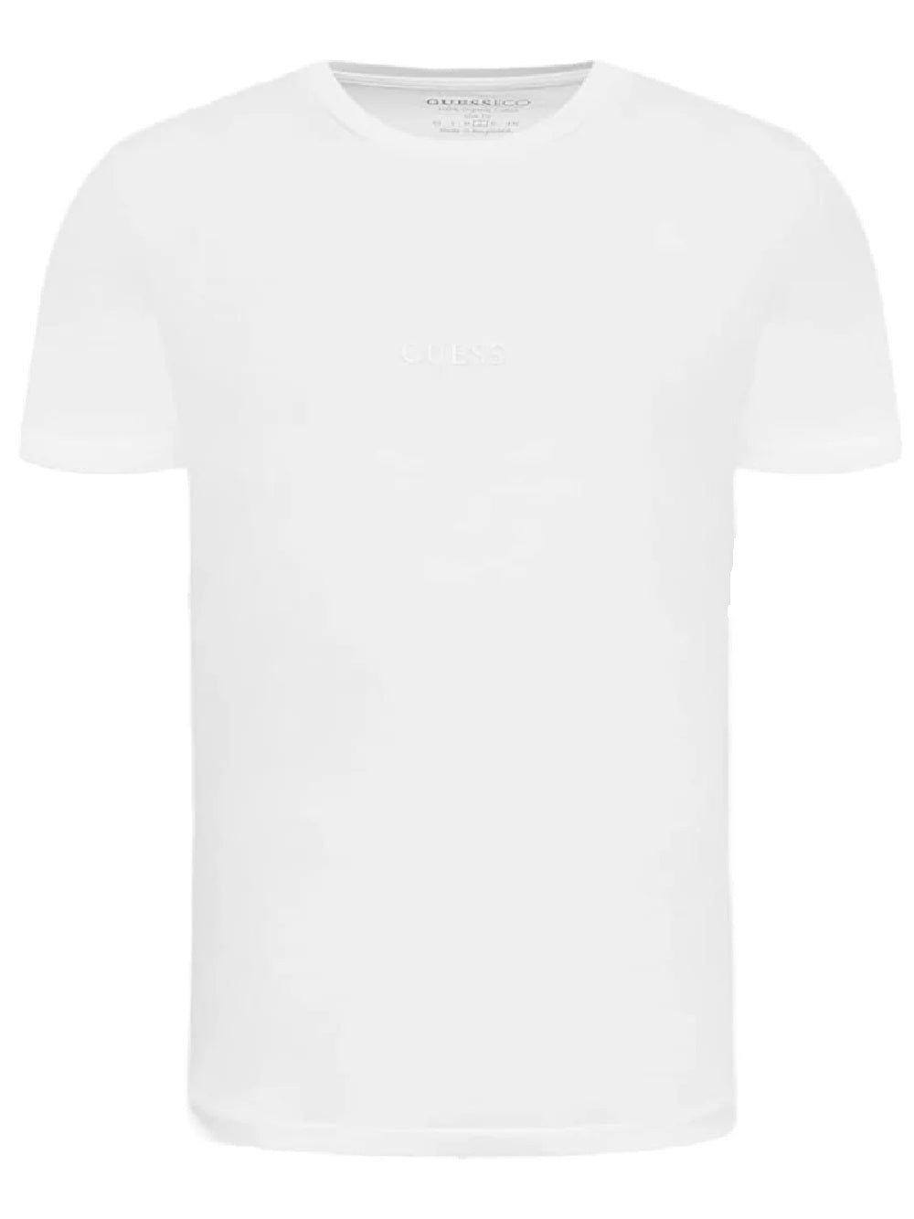 T-shirt da uomo Guess modello M2YI72 I3Z14 in cotone con mezza manica e girocollo, ha il logo in rilievo sul petto