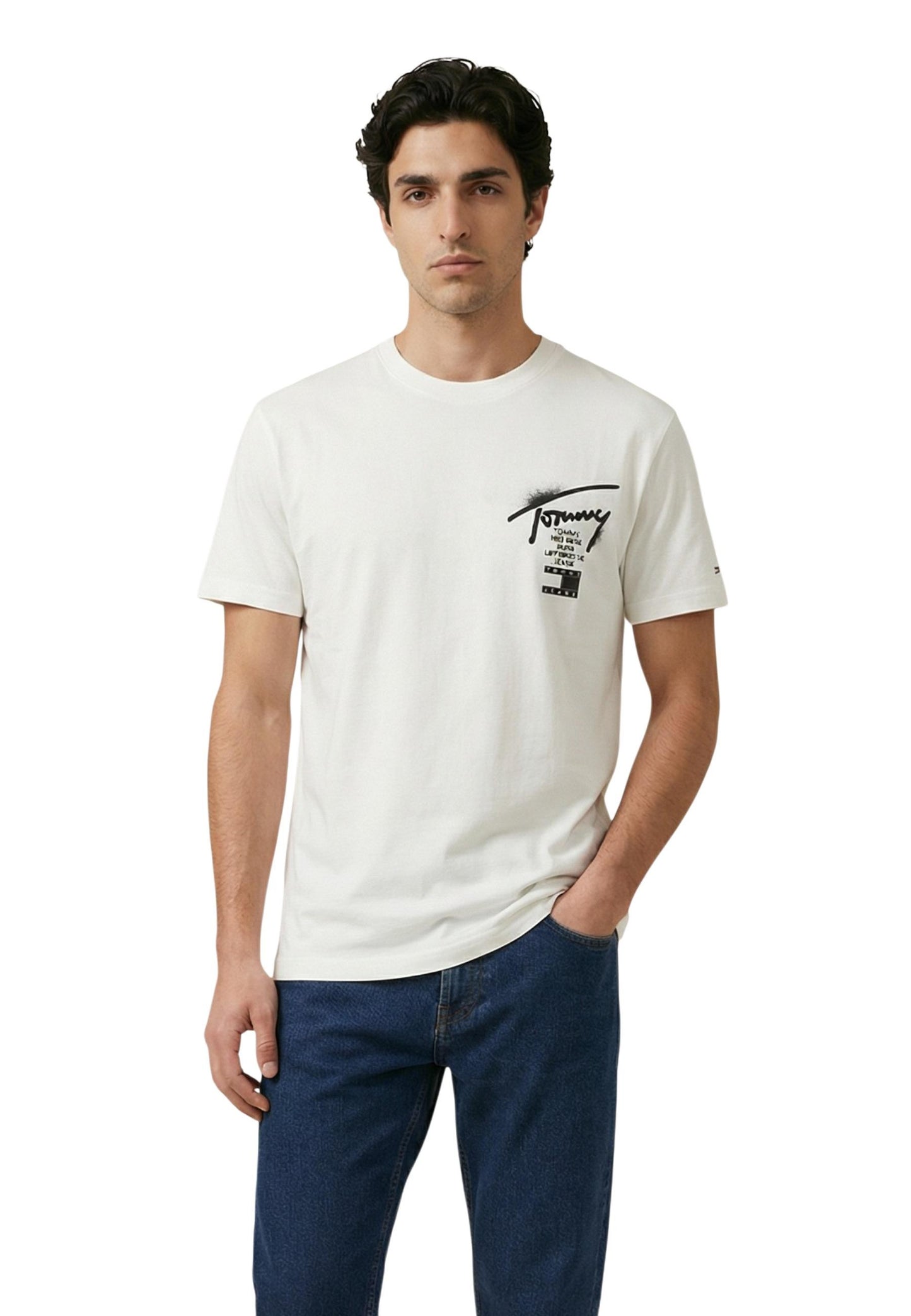 Tommy Hilfiger Jeans T-Shirt Uomo Tommy Hilfiger Jeans DM0DM22553 white  white