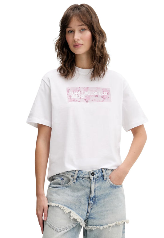 Karl Lagerfeld Jeans T-Shirt Donna Karl Lagerfeld Jeans KLJ Reg Floral Logo Tee white  white