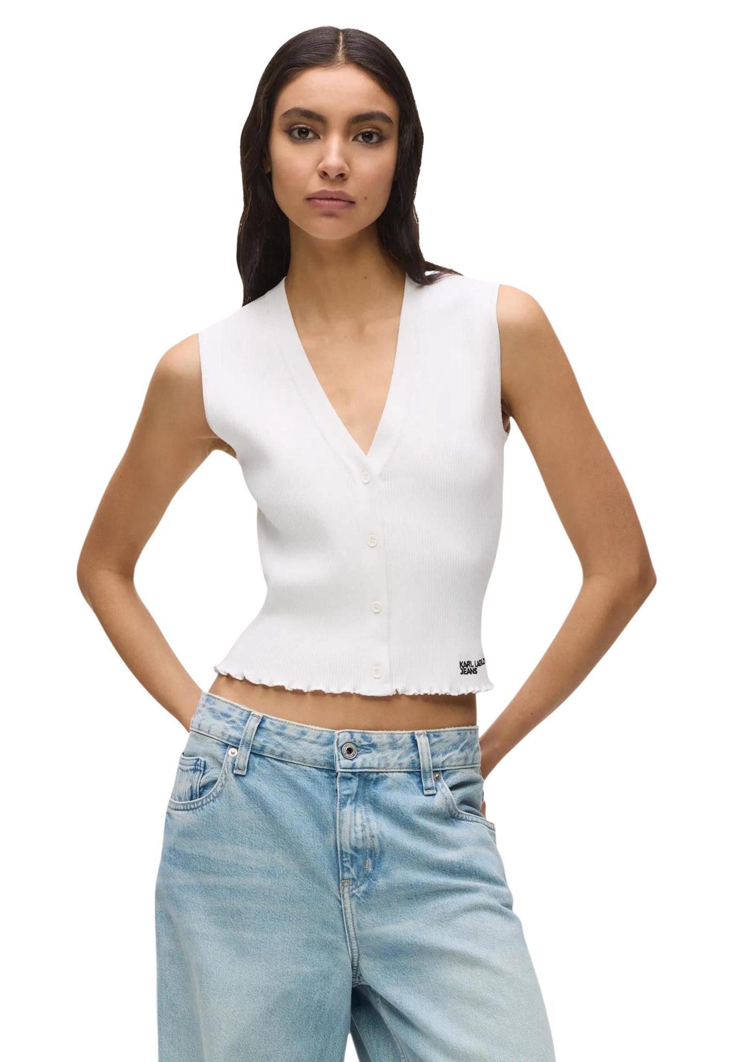 Karl Lagerfeld Jeans Canotta Donna Karl Lagerfeld Jeans KLJ Light Knit Top white  white