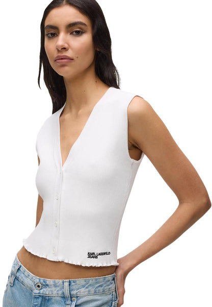 Karl Lagerfeld Jeans Canotta Donna Karl Lagerfeld Jeans KLJ Light Knit Top white  white