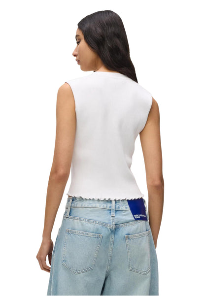 Karl Lagerfeld Jeans Canotta Donna Karl Lagerfeld Jeans KLJ Light Knit Top white  white