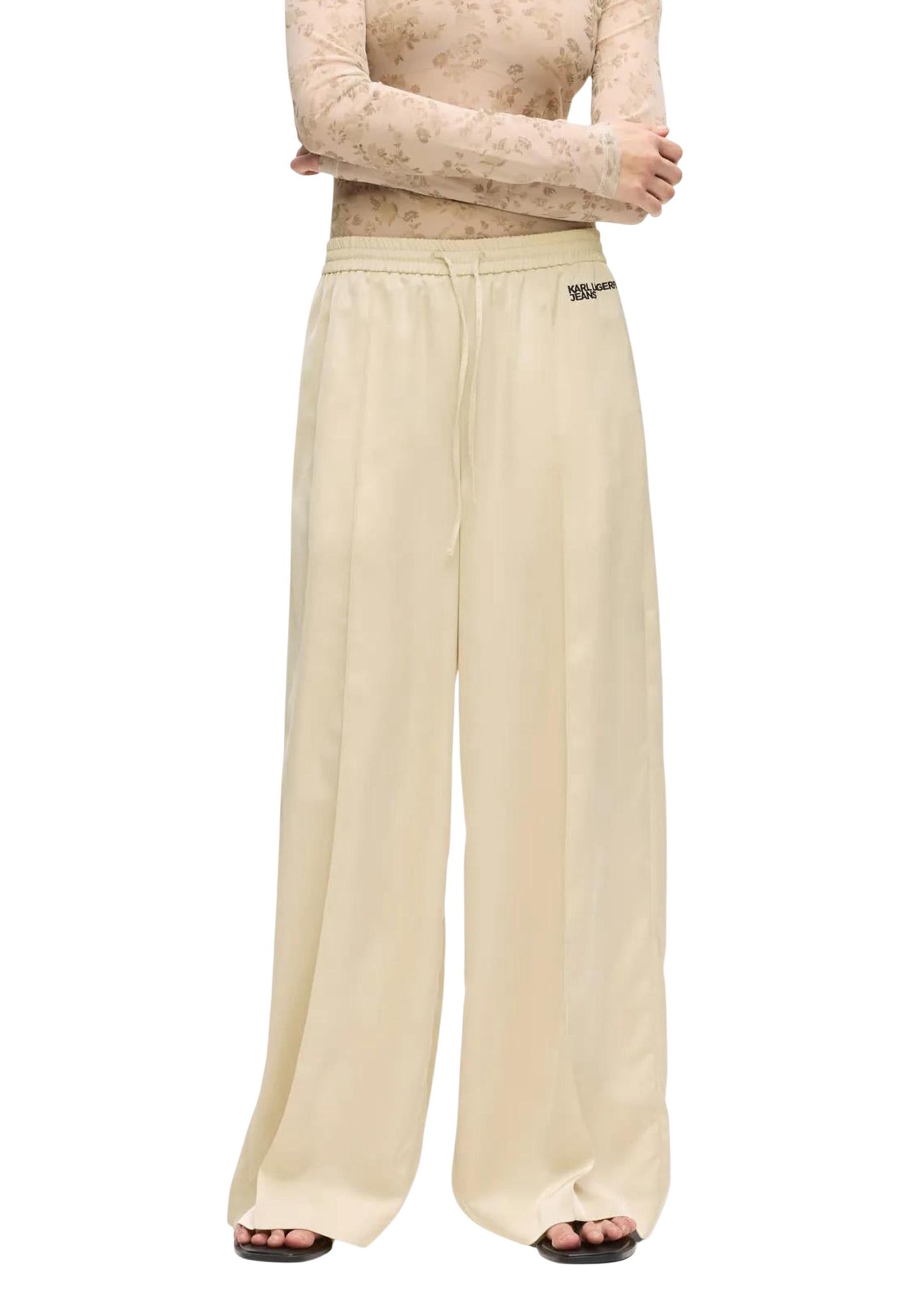 Karl Lagerfeld Jeans Pantaloni Donna Karl Lagerfeld Jeans KLJ Wide Leg Satin beige  beige