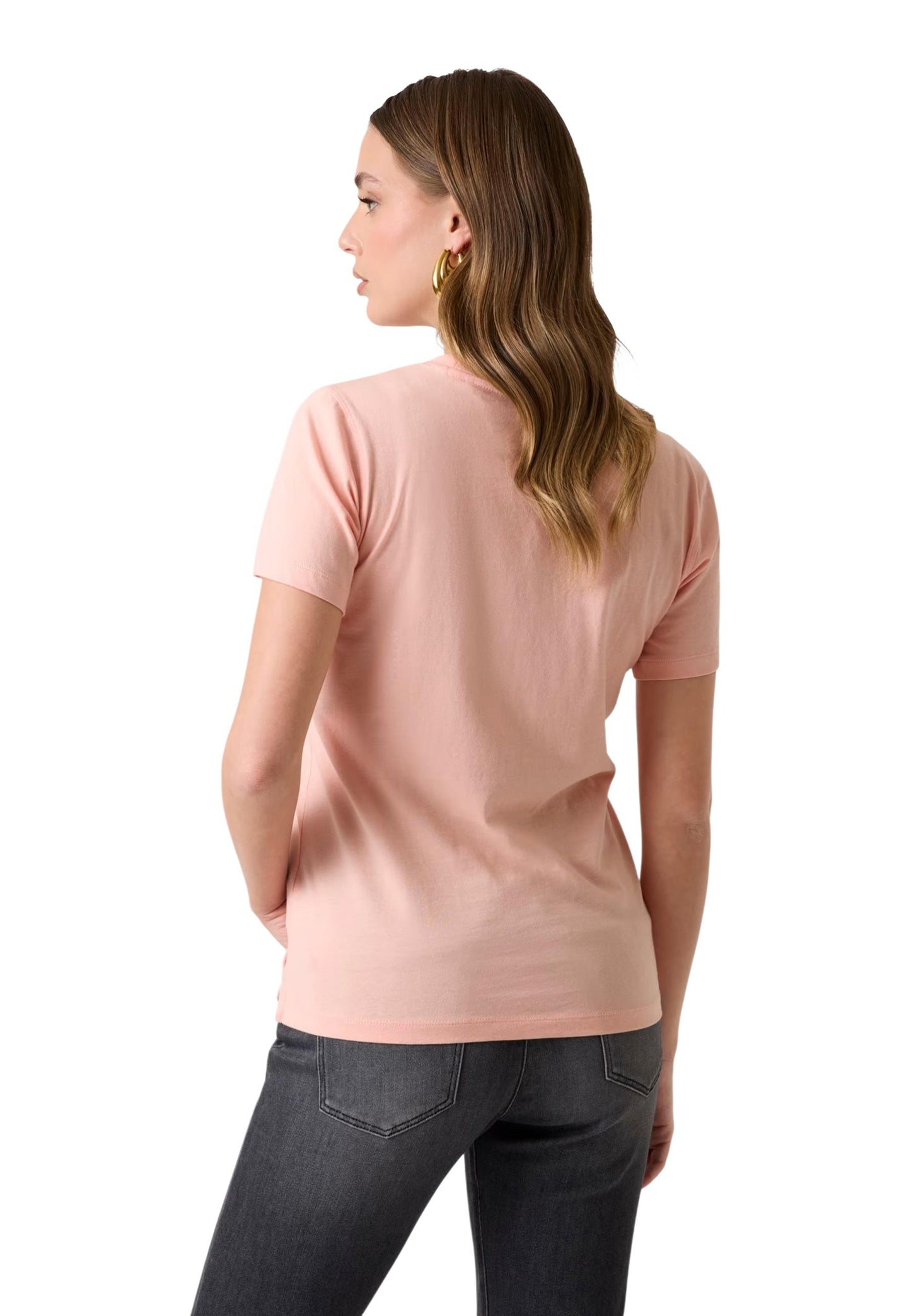 Guess T-Shirt Donna Guess SS CN GUESS STUDS SCRIPT TEE pink  pink
