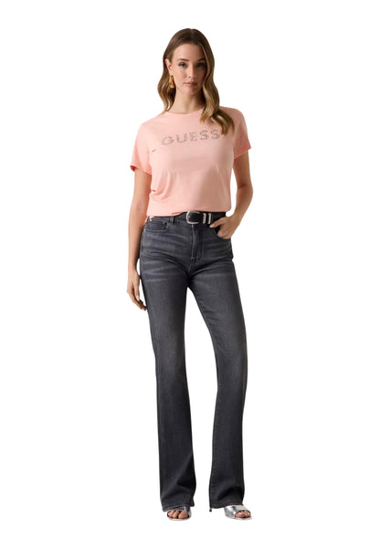 Guess T-Shirt Donna Guess SS CN GUESS STUDS SCRIPT TEE pink  pink