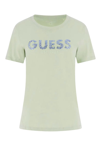 Guess T-Shirt Donna Guess SS CN GUESS STUDS SCRIPT TEE green  green
