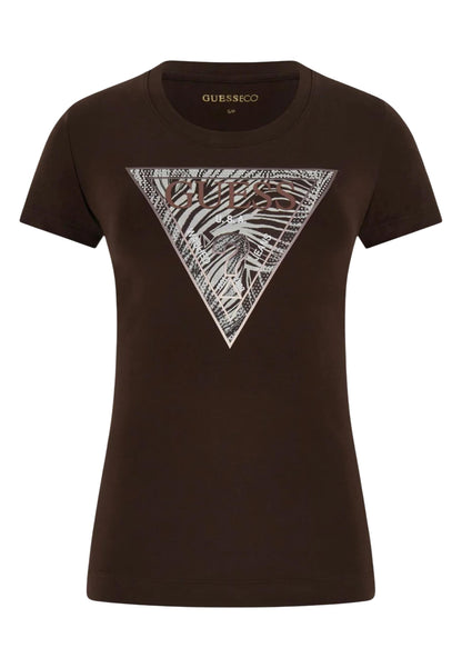 Guess T-Shirt Donna Guess SS CN ZEBRA TRIANGLE TEE brown  brown