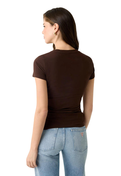 Guess T-Shirt Donna Guess SS CN ZEBRA TRIANGLE TEE brown  brown