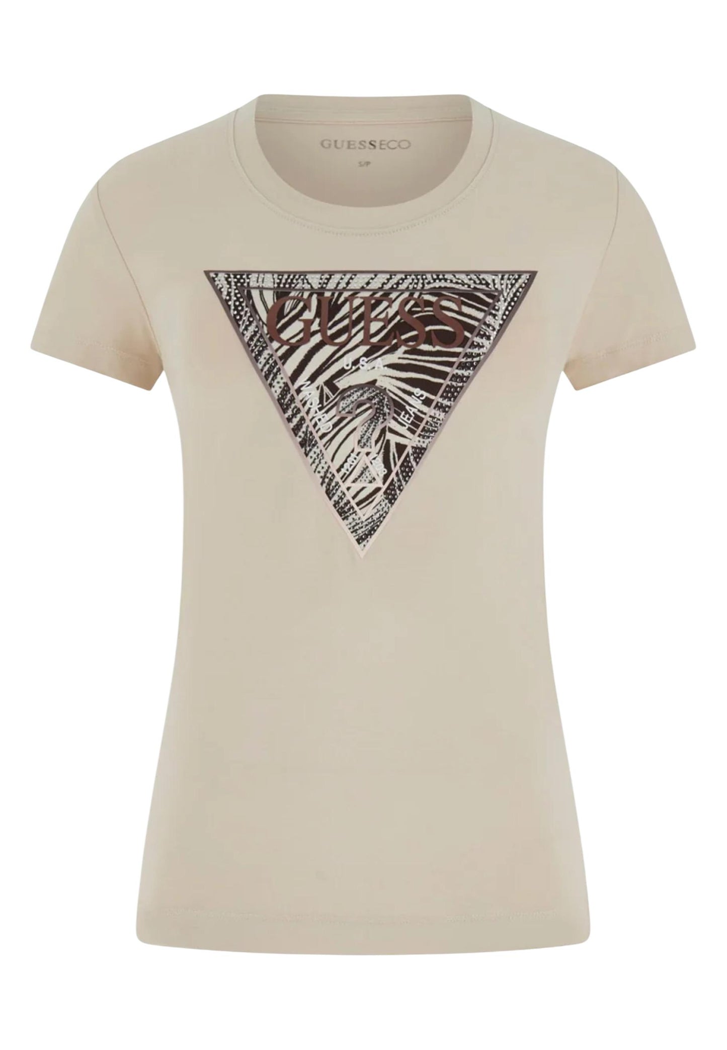 Guess T-Shirt Donna Guess SS CN ZEBRA TRIANGLE TEE beige  beige