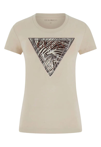 Guess T-Shirt Donna Guess SS CN ZEBRA TRIANGLE TEE beige  beige