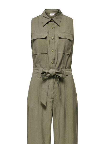 Only Tuta Donna Only Onltila Life S/L Belt Jumpsuit Tlr green  green