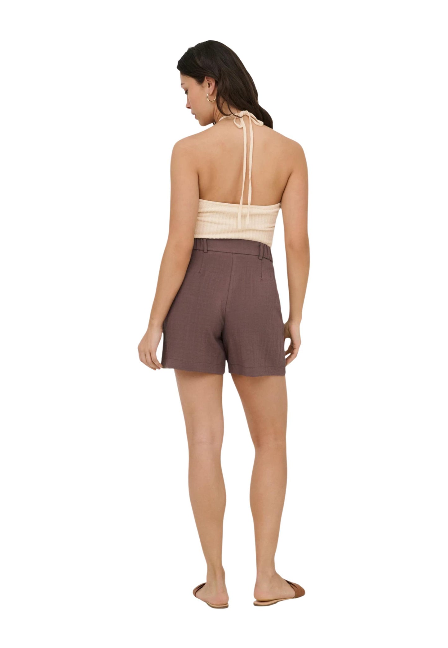 Only Shorts Donna Only Onlita Hw Linen Look Shorts Tlr brown  brown