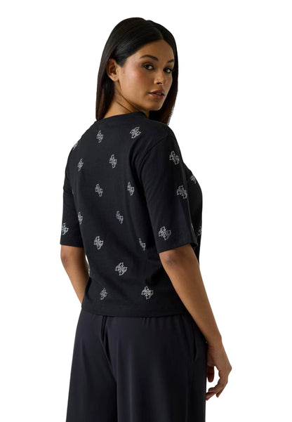 Guess T-Shirt Donna Guess SILVY 4G SS CN T-SHIRT black  black