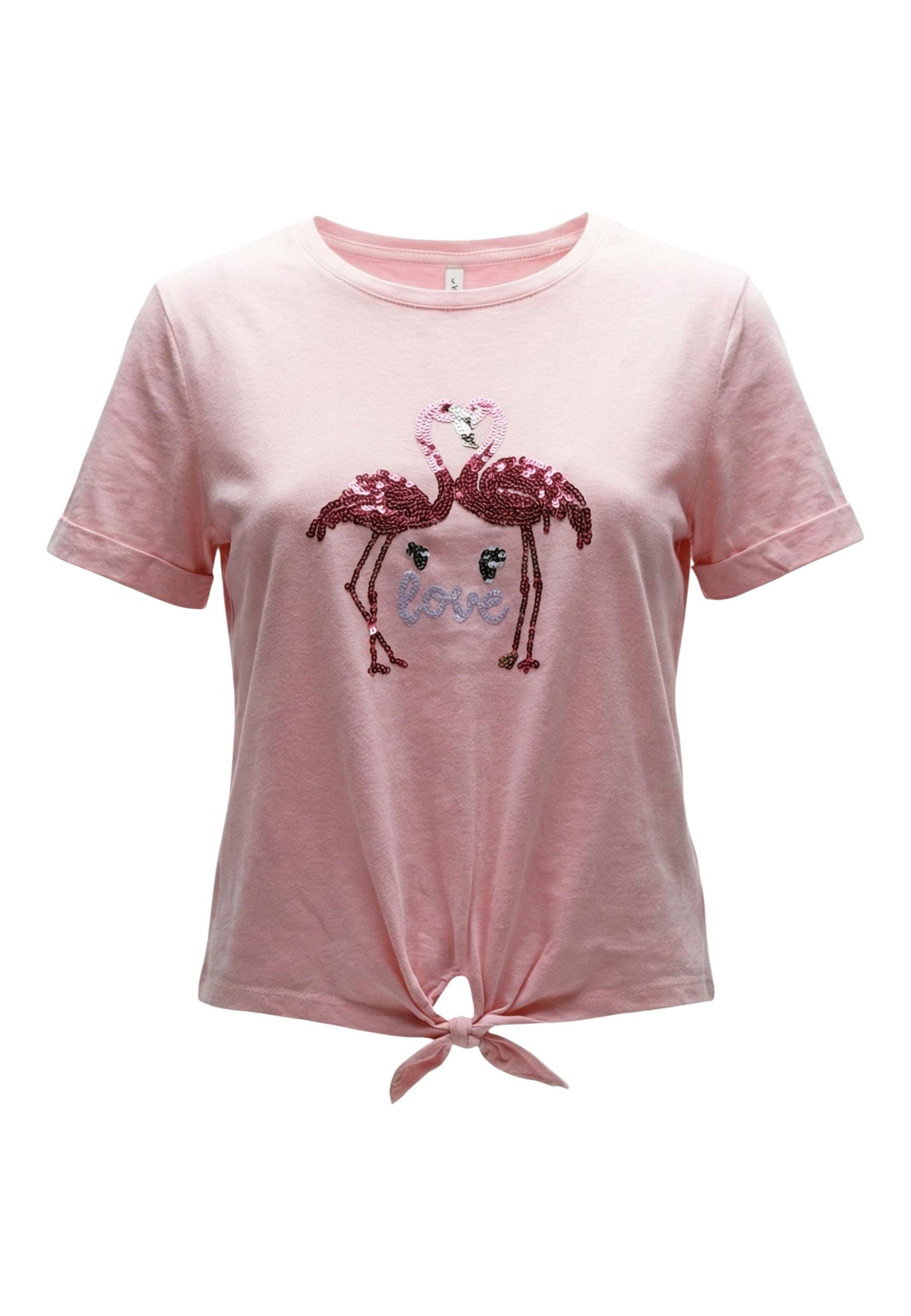 Only T-Shirt Donna Only Onldora S/S Knot Fold-Up Top Jrs pink  pink