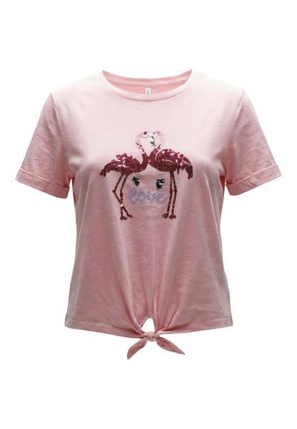 Only T-Shirt Donna Only Onldora S/S Knot Fold-Up Top Jrs pink  pink