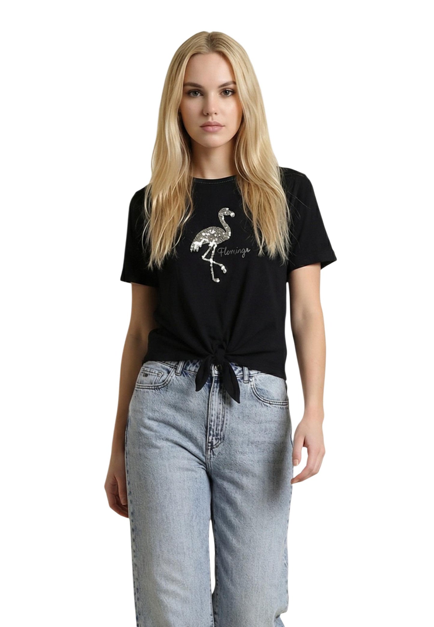 Only T-Shirt Donna Only Onldora S/S Knot Fold-Up Top Jrs black  black