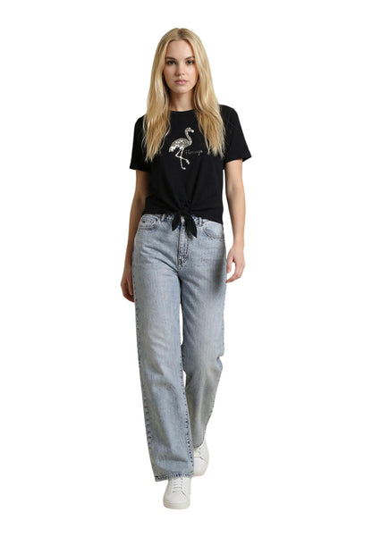 Only T-Shirt Donna Only Onldora S/S Knot Fold-Up Top Jrs black  black