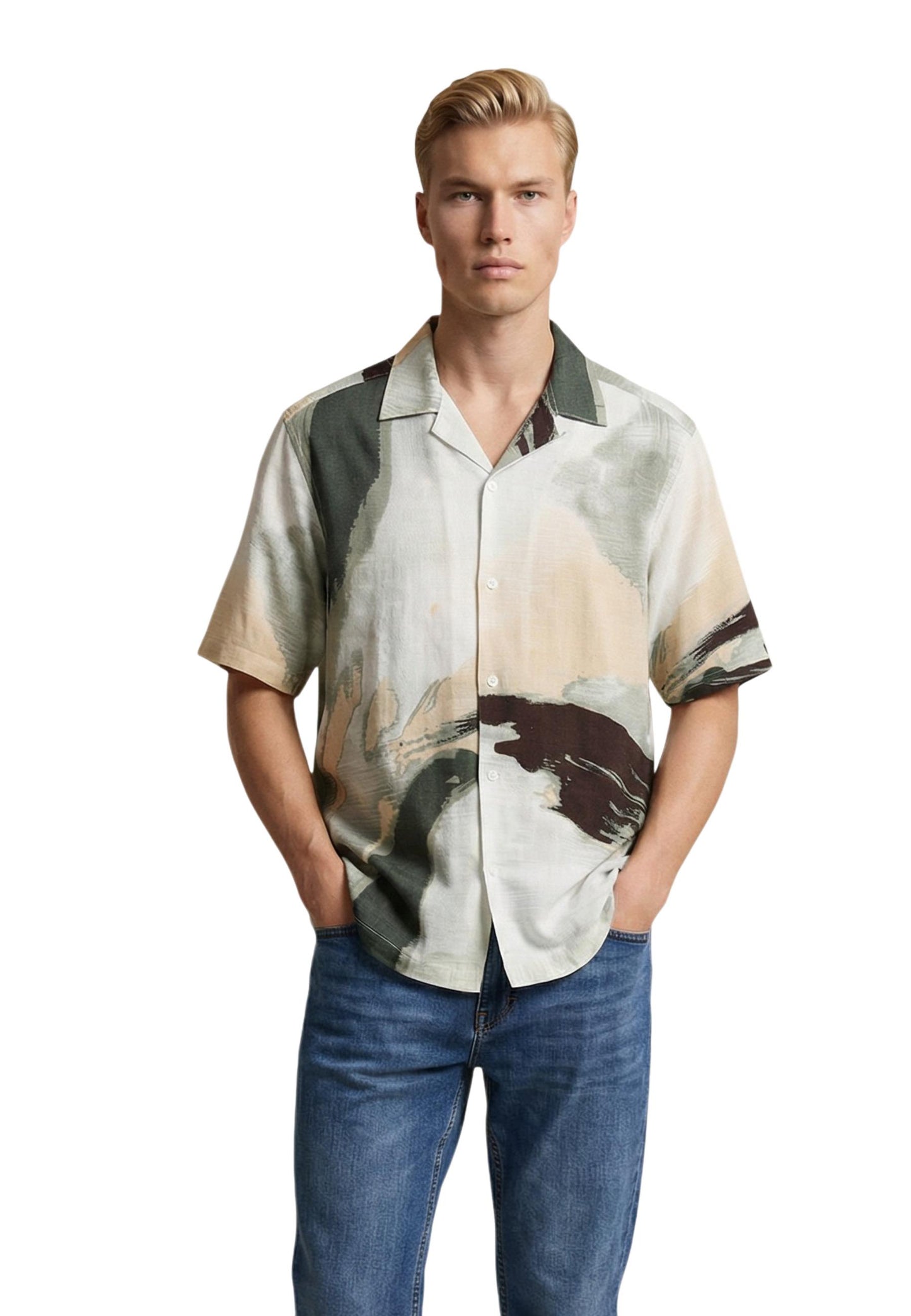 Only & Sons Camicia Uomo Only & Sons Onsharvi Rlx Resort Ss 041 Aop Shirt green  green