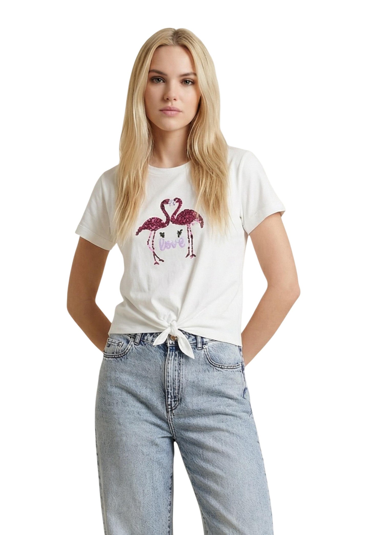 Only T-Shirt Donna Only Onldora S/S Knot Fold-Up Top Jrs beige  beige