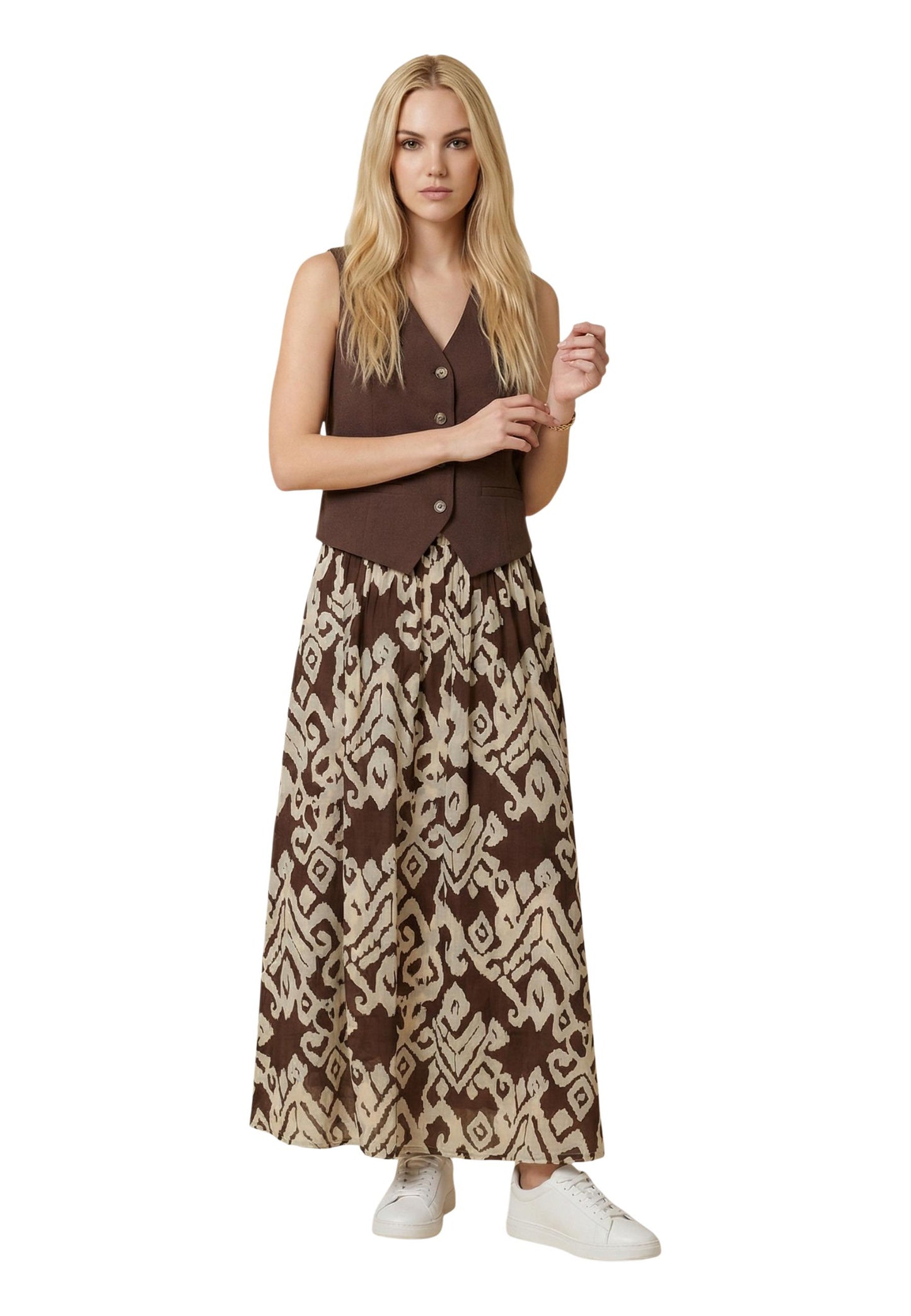 Only Gilet Donna Only Onlita S/L Linen Look Waistcoat Tlr brown  brown