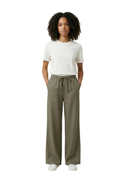 Only Pantaloni Donna Only Onlaris Life Pullup Tie Pants Wvn Cc green  green