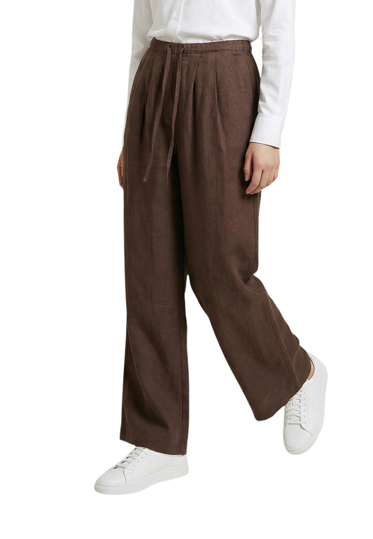 Only Pantaloni Donna Only Onlita Mw Linen Look Wide Tlr brown  brown