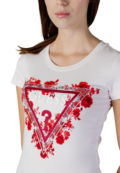 Guess T-Shirt Donna Guess SS CN FLOWERS TRIANGLE TEE pink  pink
