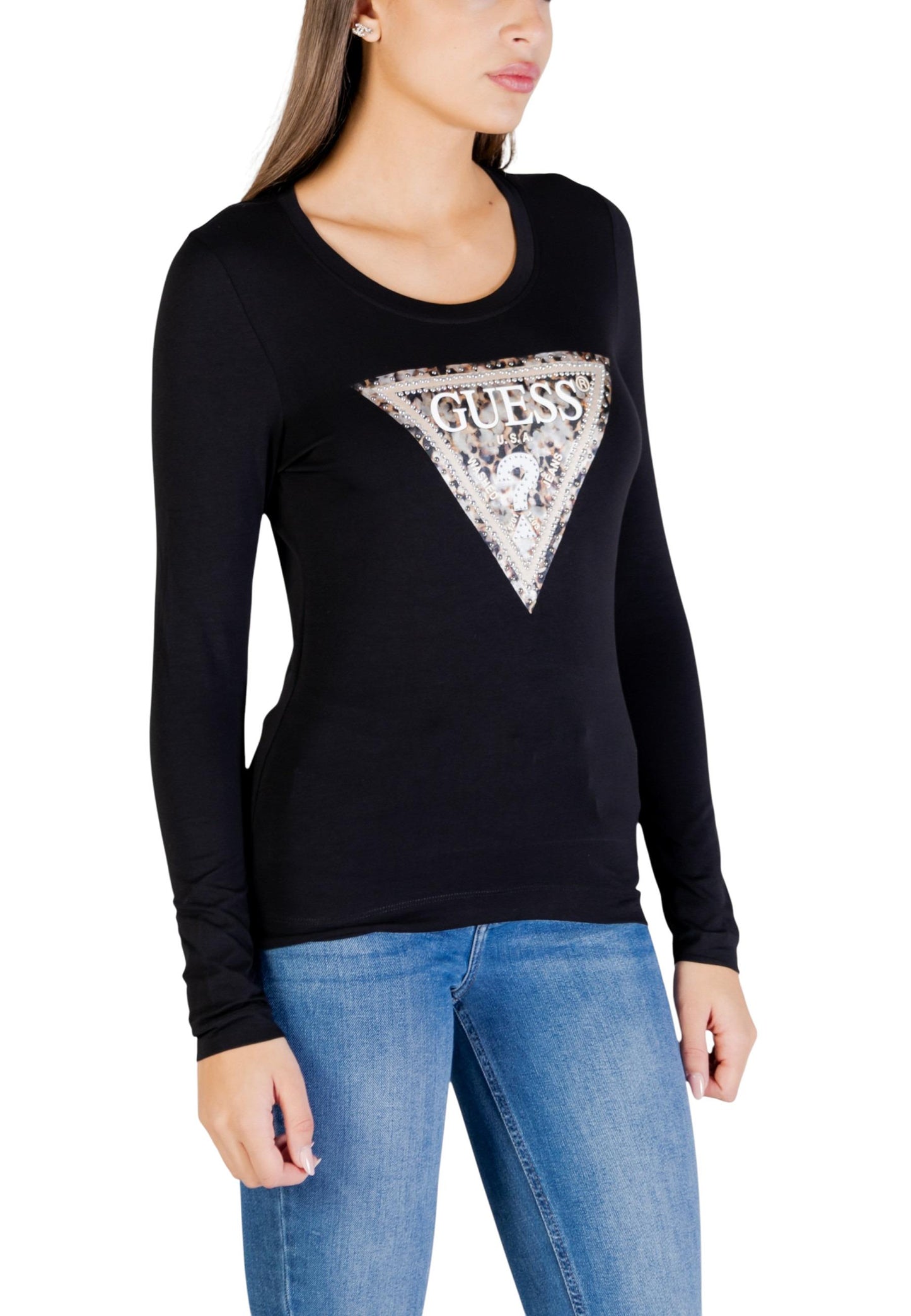 Guess T-Shirt Donna Guess LS CN LEO TRIANGLE TEE black  black