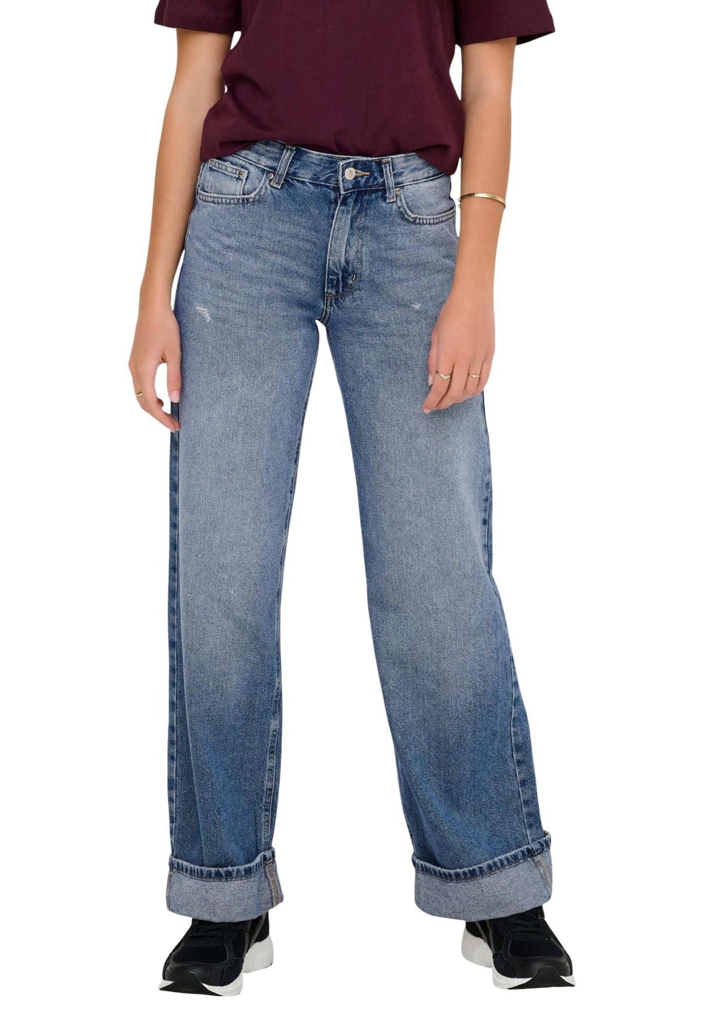Only Jeans Donna Only ONLELLA MW WIDE FOLD UP DNM TAI519 NOOS blue  blue