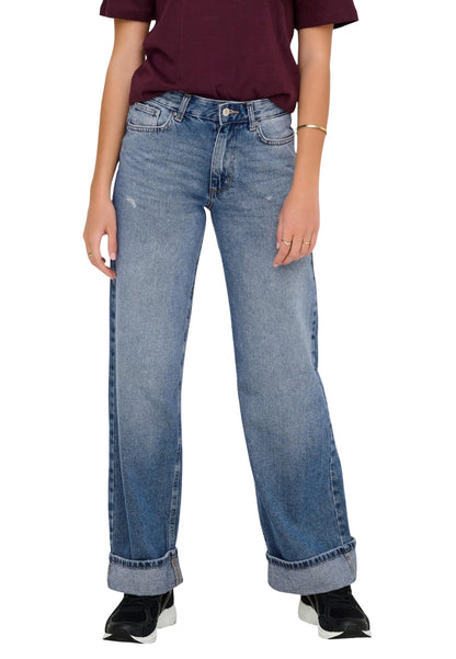 Only Jeans Donna Only ONLELLA MW WIDE FOLD UP DNM TAI519 NOOS blue  blue