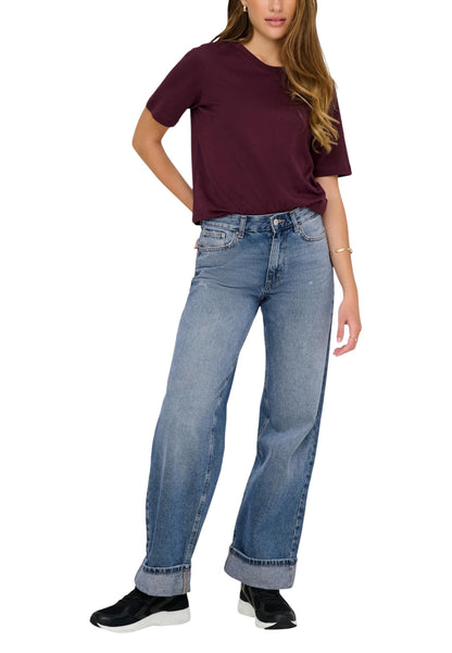 Only Jeans Donna Only ONLELLA MW WIDE FOLD UP DNM TAI519 NOOS blue  blue