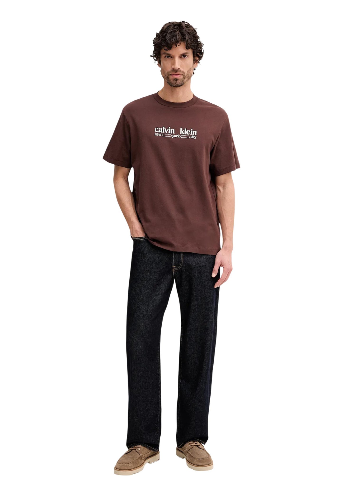 Calvin Klein Jeans T-Shirt Uomo Calvin Klein Jeans SS 30S WHSL CK NYC brown  brown