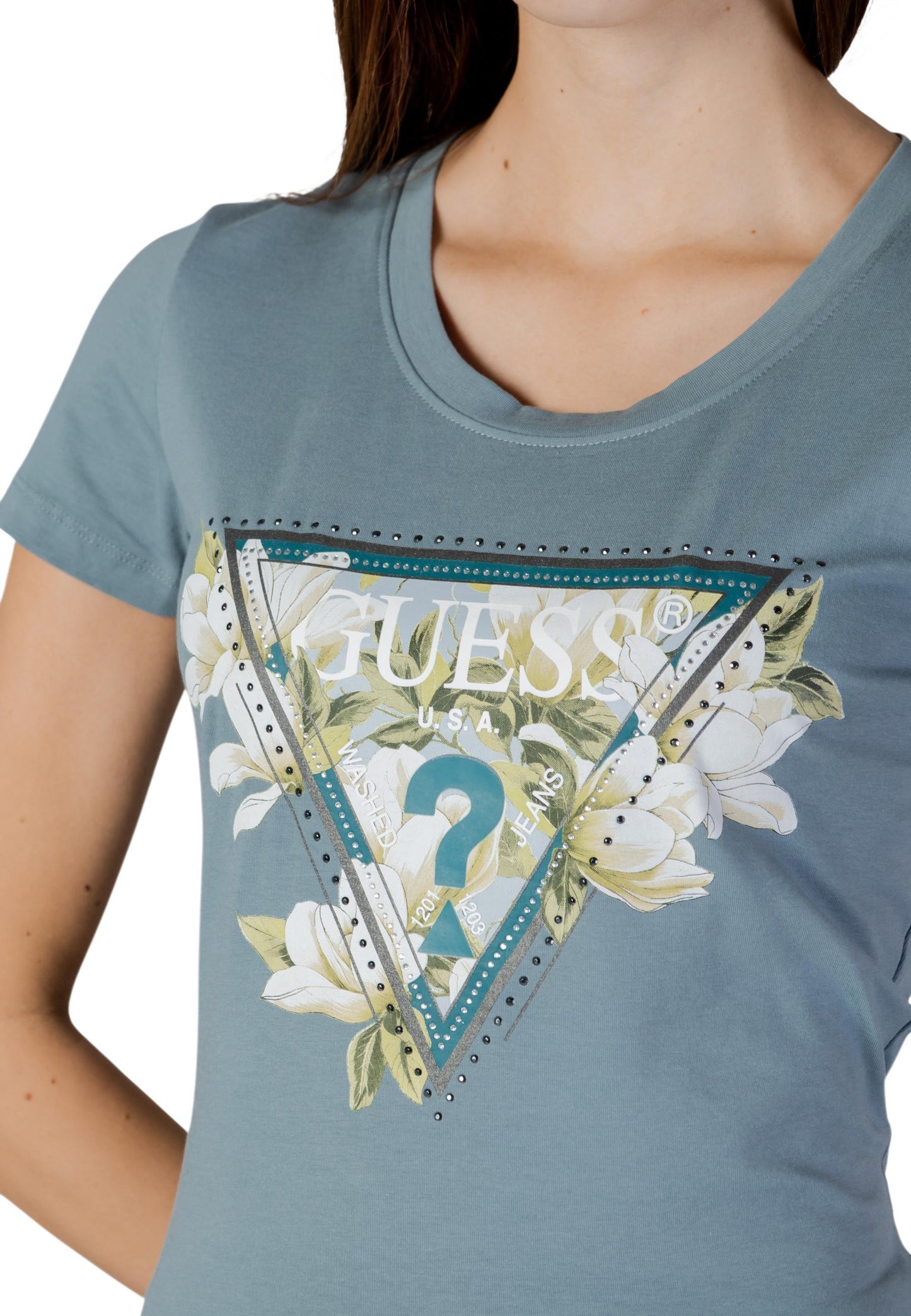 Guess T-Shirt Donna Guess SS CN CAMELIA TRIANGLE TEE green  green