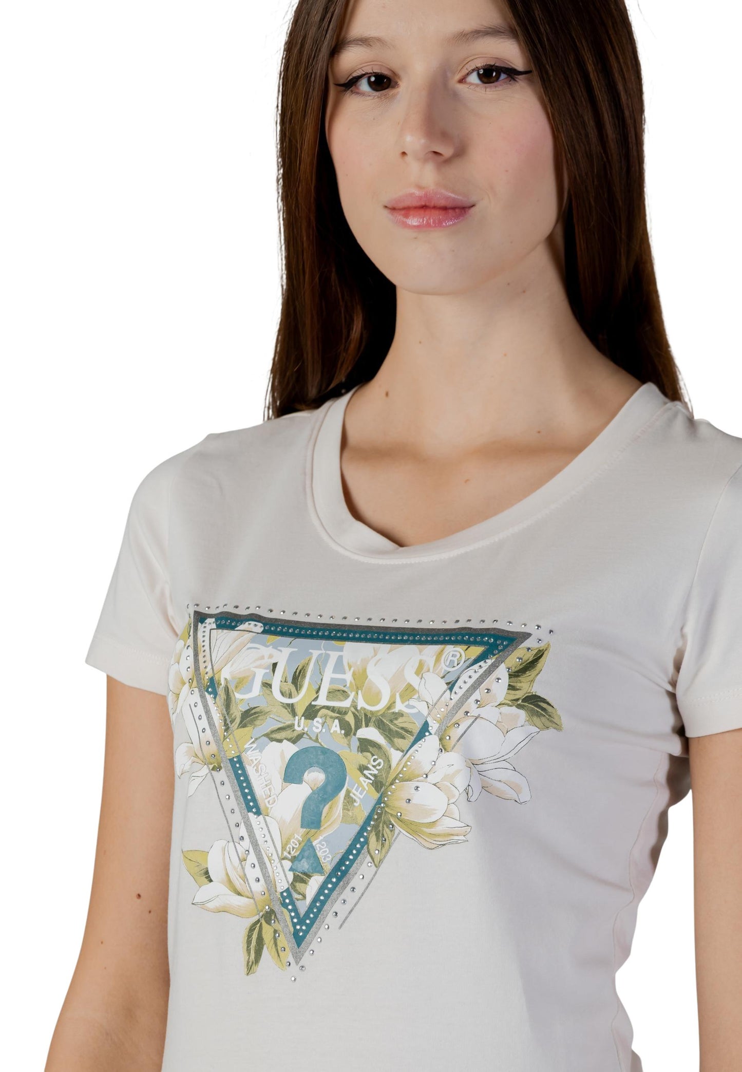 Guess T-Shirt Donna Guess SS CN CAMELIA TRIANGLE TEE beige  beige
