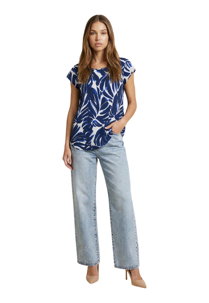 Only Blouse Donna Only ONLNOVA LIFE VIS S/S TOP WVN blue  blue